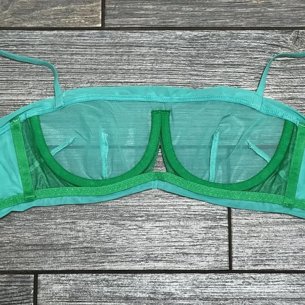 NWT We Are HAH X Free People Sheer Wired Bra 30-38A 30A 32A 34A 36A 38A Teal